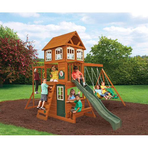 Kidkraft Cranbrook Wooden Outdoor Backyard Swing Set / Playset With